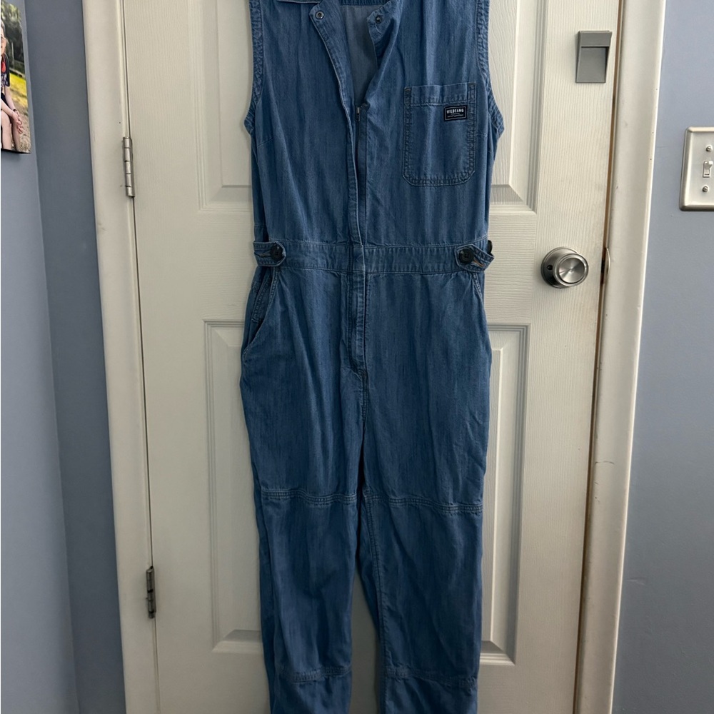 Wildfang Sleeveless Chambray High Waisted Coverall L